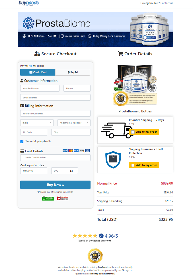 ProstaBiome Secure Order Form